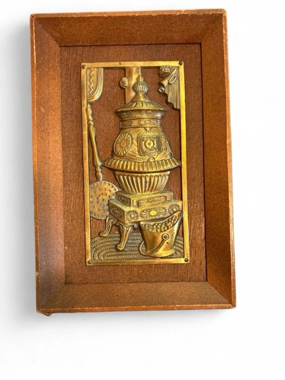 Bronze-Tone Vintage Wall Plaques Set - Brown & Gold
